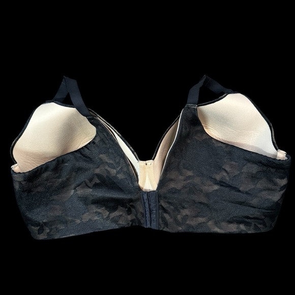 Cacique Lane Bryant Black Lace Back Smoother Full Coverage Bra 44F #298 - Picture 2 of 3